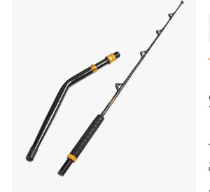 lot 35484 image: Fiblink Bent Butt Fishing Rod 2-Piece Saltwater Offshore Trolling Rod Big Game Roller Rod Conventional Boat Fishing Pole