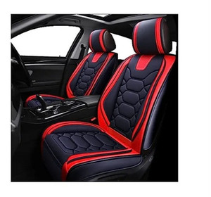 lot 35488 image: OASIS AUTO Car Seat Covers Accessories Full Set Premium Nappa Leather Cushion Protector Universal Fit for Most Cars SUV Pick-up Truck, Automotive Vehicle Auto Interior D�cor (OS-004 Black&Red)