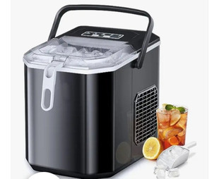 lot 35489 image: COWSAR Ice Makers Countertop, Ice Maker Machine 6 Mins9 Pcs Bullet Portable Ice Maker Machine 26.5lbs24Hrs with Self-Cleaning, Ice Scoop and Basket, Ice Maker for PartyKitchenHomeOffice