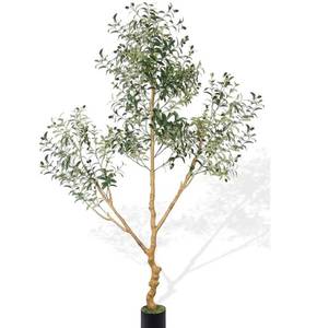 lot 35496 image: Panlaolao Artificial Olive Tree Tall Fake Potted Natural Silk Tree with Planter Large Faux Olive Branches Fruits Artificial Tree for Modern Living Room Office Floor Decor Indoor Gift 7Ft (84)