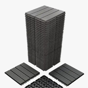 lot 35506 image: 36 sq. ft Plastic Interlocking Deck Tiles, 36 Pack,12x12 Waterproof Outdoor Flooring All Weather Use, Patio Floor Decking Tiles for Porch Poolside Balcony Backyard,