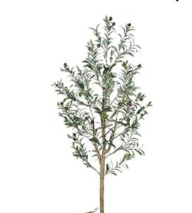 lot 35512 image: 5ft Artificial Olive Tree Tall Fake Potted Olive Silk Tree with Planter Large Faux Olive Branches and Fruits Artificial Tree for Office House Living Room Home Decor