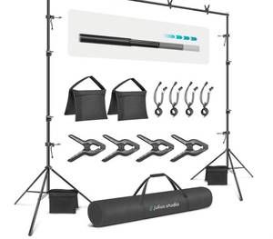 lot 35513 image: Julius Studio 10.1 ft. Extra Wide & 7.6 ft. Tall (122 x 91 inch) Backdrop Stand, Background Support Equipment, Great fit for 10 ft. Screens, Complete Accessory Kit for Photo Video Studio, JSAG283