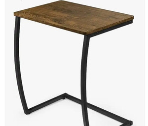 lot 35518 image: SRIWATANA Side Table, End Table, Vintage C-Shaped Couch Table for Sofa Laptop Coffee Snack, Walnut