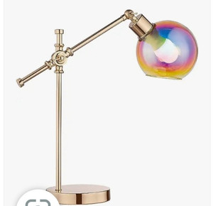 lot 35523 image: inno casa Table Lamps Swing Arm Desk Lamps with Iridescent Glass Shade and French Gold Finish Stylish Lighting Solution for Office, Bedside, Workbench,and Reading Illumination,Includes LED Bulb