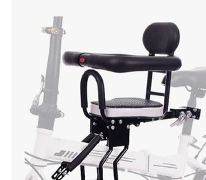 lot 35525 image: Front Bicycle Seat for Child, Front Mounted Child Bicycle Seat with Handrail Seat Belt and Pedal, with Installation Tools (UP to 100 Pound)