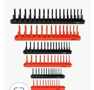 lot 35526 image: Socket Organizer Tray, HORUSDY 6-Piece Socket Holder Tray. SAE and Metric, 14, 38, and 12 Drive Socket Organizers for Toolboxes