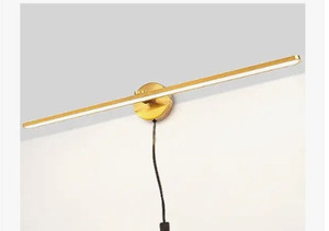 lot 35528 image: MantoLite LED Vanity Lighting Fixtures, 32inch Wall Mounted Plug in Light Fixtures, Bathroom Over Mirror Lamp Modern Home Bedside Wall Picture Lamps Sconces, 18W 3000K Brass Make-up Mirror Front Lamp