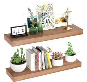 lot 35542 image: Floating Shelves Wood - Rustic Bathroom Shelves Set of 2��24 Inch Wall Shelves for Bedroom, Shelves for Wall Decor, Kitchen, Living Room, Office, Toilet