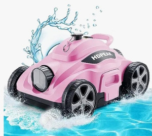 lot 35544 image: Cordless Robotic Pool Cleaner, HDPEAK Pool Vacuum Lasts 110 Mins, Auto-Parking, Rechargeable, Automatic Cordless Pool Vacuum Ideal for AboveIn-Ground Pools Up to 50 feet, Pink