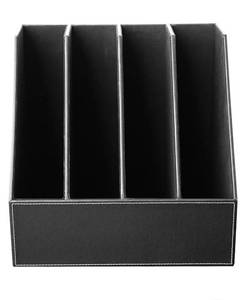 lot 35546 image: Creative Life PU Leather Office Supplies Desktop File Storage Box,4-Compartment A4 File Frame Cabinet