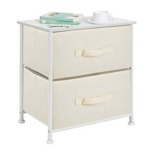 lot 35556 image: mDesign Small EndSide Nightstand Table with 2 Removable Drawers - CreamWhite