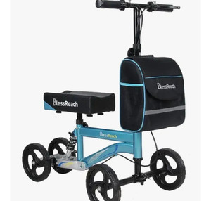 lot 35566 image: BlessReach Economy Knee Scooter, Steerable Knee Walker, Foldable Knee Scooters for Foot Injuries Adult Best Crutches Alternative (Blue)