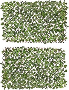 lot 35574 image: Verseo Artificial Ivy Privacy Fencing System, Faux Ivy Vine & Willow Branch Lattice, Adjustable Ivy Wall Privacy Screen, Expandable Horizontal or Vertical up to 96 (Set of 2, for 192 of Coverage)