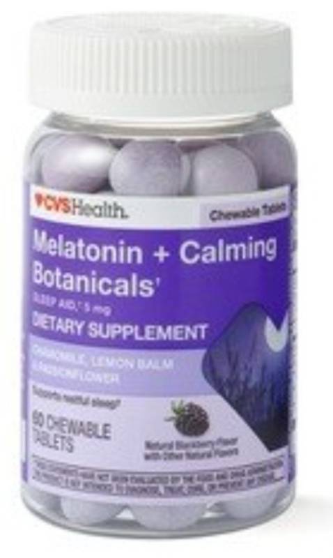 lot 520063 image: CVS Health Melatonin  Nighttime Calm Botanicals 60 Chewable Tablets