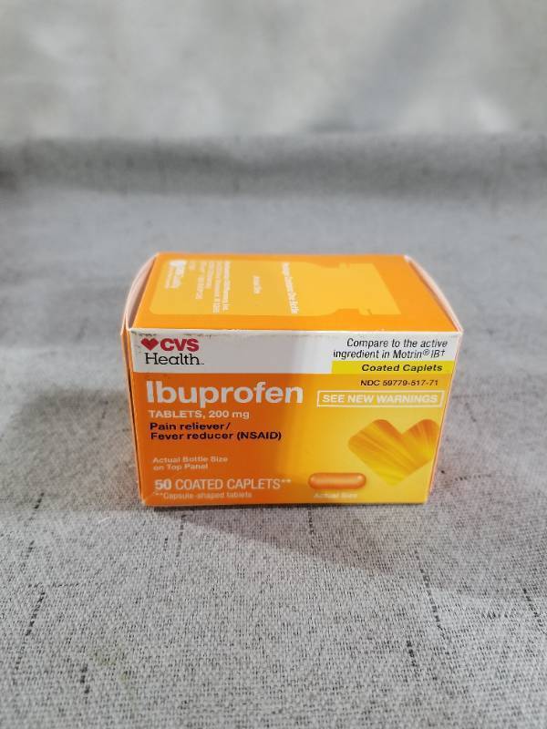 lot 520082 image: CVS HEALTH IBUPROFEN PAIN RELIEVER 200 MG 50 COATED CAPLETS
