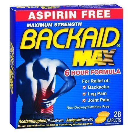 lot 500498 image: BackAid Max  acetaminophen, pamabrom  TABLET, FILM COATED