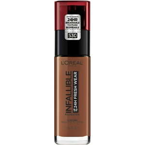 lot 69506 image: L Oreal Paris Infallible Fresh Wear 24 Hr Liquid Foundation Makeup 530 Deep Amber 1 fl oz
