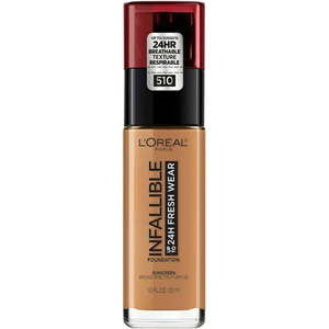 lot 69507 image: L Oreal Paris Infallible Fresh Wear 24 Hr Liquid Foundation Makeup 510 Hazelnut 1 fl oz