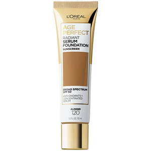 lot 69524 image: L Oreal Paris Age Perfect Radiant Serum Foundation Makeup 120 Almond 1 fl oz