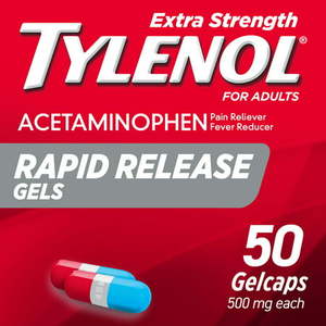 lot 69369 image: Tylenol Extra Strength Acetaminophen Rapid Release Gels 50 ct