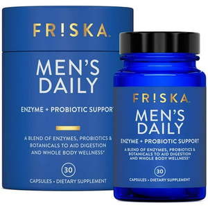 lot 69372 image: FRISKA Mens Daily  Digestive Enzyme and Probiotics Supplement  Lactase and B-Vitamins for Natural Digestion and Daily Male Health  30 Capsules