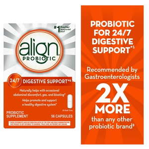 lot 69376 image: Align Probiotics Daily Probiotic Supplement for Digestive Health 56 Capsules