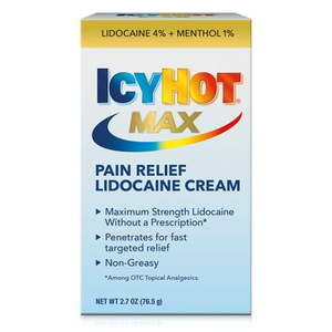 lot 69380 image: Icy Hot Max Strength Pain Relief Cream With Lidocaine Plus Menthol 2.7 oz