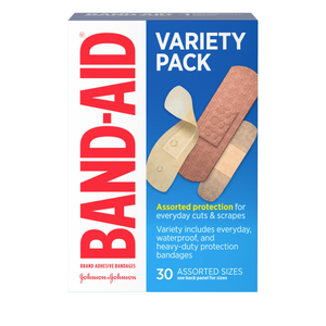 lot 69390 image: Band-Aid Brand Adhesive Bandages Variety Pack Assorted Sizes 30 ct