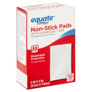 lot 69413 image: Equate Non-Stick Pads with Adhesive Tabs, 10 count