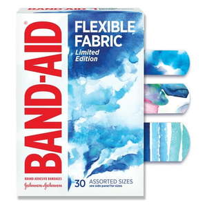 lot 69414 image: Band-Aid Brand Flexible Fabric Bandages Water Color Assorted 30 Ct