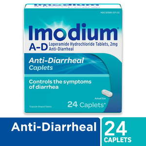 lot 69430 image: Imodium A-D Diarrhea Relief Caplets Loperamide Hydrochloride 24 ct.