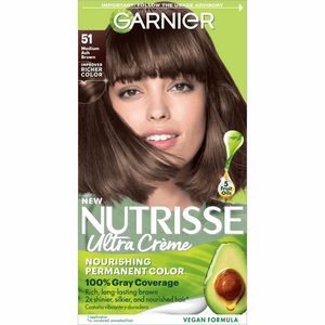 lot 69458 image: Garnier Nutrisse Nourishing Hair Color Creme 051 Medium Ash Brown Cool Tea