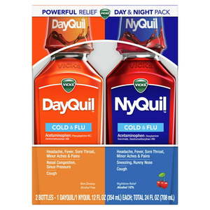 lot 69479 image: Vicks DayQuil & NyQuil Cold Cough & Flu Liquid Medicine Over-the-Counter Medicine Cherry 2x12 Oz
