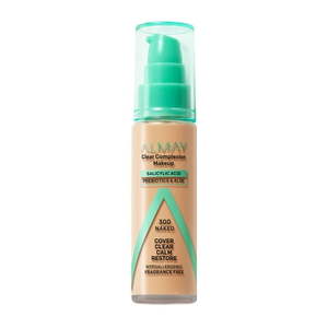 lot 69491 image: Almay Clear Complexion Acne Foundation Makeup with Salicylic Acid - Lightweight Medium Coverage Hypoallergenic Fragrance Free for Sensitive Skin 300 Naked 1 fl oz.