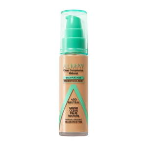 lot 69492 image: Almay Clear Complexion Acne Foundation Makeup with Salicylic Acid - Lightweight Medium Coverage Hypoallergenic Fragrance Free for Sensitive Skin 400 Neutral 1 fl oz.