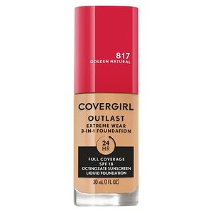 lot 69496 image: COVERGIRL Outlast Extreme Wear 3-in-1 Foundation with SPF 18 - 817 Golden Natural - 1 fl oz