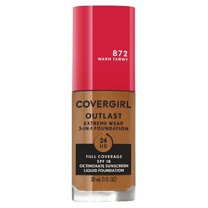 lot 69498 image: Covergirl Outlast Extreme Wear 3-in-1 Full Coverage Liquid Foundation, SPF 18 Sunscreen, Warm Tawny, 1 Fl. Oz. (B08PW3FFNS)