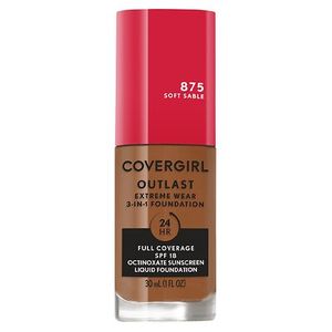 lot 69499 image: COVERGIRL Outlast Extreme Wear 3-in-1 Foundation with SPF 18 - 875 Soft Sable - 1 fl oz