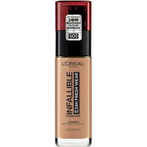 lot 69505 image: L Oreal Paris Infallible Fresh Wear 24 Hr Liquid Foundation Makeup 505 Toffee 1 fl oz