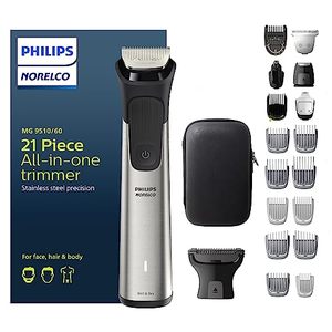 lot 81110 image: New Philips Norelco Multigroom Series 9000 - 21 Piece MenS Grooming Kit For Beard, Body, Face, Nose, Ear Hair Trimmer W Premium Storage Case, Mg951060