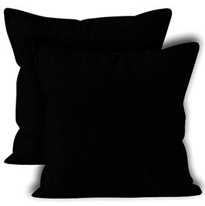 lot 81116 image: Encasa Homes Throw Pillow Cover 2Pc Set - Jet Black - 24 X 24 Inch Solid Dyed Cotton Canvas Square Accent Decorative Cushion Case For Couch Sofa Chair Bed & Home, Only Covers