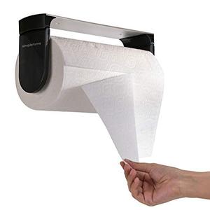 lot 81141 image: Simpletome One Hand Tear Paper Towel Holder Under Cabinet Adhesive Or Drilling Installation Aluminum Alloy  Abs (Black)