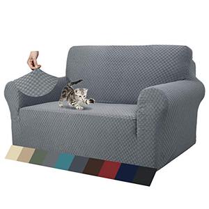 lot 81146 image: Znsayotx 1 Piece Jacquard Couch Covers For 2 Cushion Couch High Stretch Loveseat Slipcover For Pets Dogs Anti Slip Love Seat Sofa Slipcover Furniture Protector (Loveseat, Light Grey)