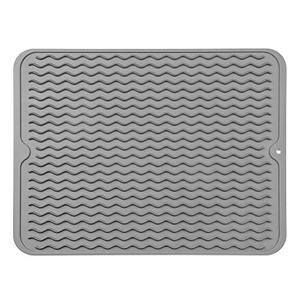 lot 81163 image: Micoyang Silicone Dish Drying Mat For Multiple Usage,Easy Clean,Eco-Friendly,Heat-Resistant Silicone Mat For Kitchen Counter Or Sink,Refrigerator Or Drawer Liner Grey L 16 Inches X 12 Inches