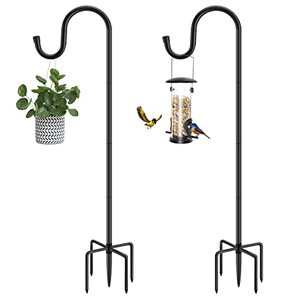 lot 81164 image: Miuvibeni Shepherds Hooks For Outdoor, 72 Inches Heavy Duty Garden Bird Feeder Pole For Hanging Bird Feeder, Plant Baskets, Solar Light Lanterns, Outdoor Plant Hanger Hook With 5 Base Prongs,2 Packs