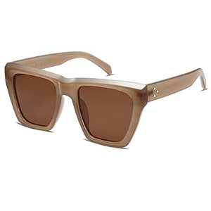 lot 81250 image: Sojos Vintage Oversized Square Cat Eye Polarized Sunglasses For Women Trendy Fashion Cateye Style Sunglasses Sj2179 With Brown FrameBrown Lens
