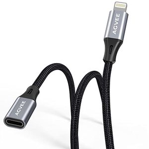 lot 81251 image: Agvee 3.3Ft Lightning Extension Cable, Braided Female To Male Extender Full Function Cord Compatible With Iphone Ipad, Data Sync Video Audio & Charging Charger Connector Adapter, Dark Gray