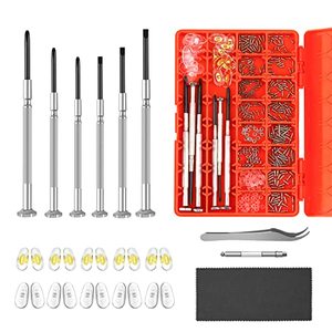 lot 81272 image: Magnetic Eye Glass Repairing Kit, Sunglasses Eyeglass Repair Kit With Eyeglass ScrewsInclude 10 Pairs Of Screw-In Nose Pads, Screws, Screwdrivers, Tweezer And Cleaning Cloth For Glasses