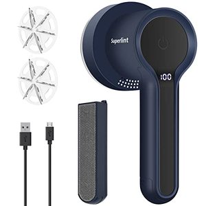 lot 81282 image: Super Lint Electric Fabric Shavers With Electrostatic Brush, Led Display, Electric Lint Remover Rechargeable, 3-Speed For Removing Fabric Fleece Clothes Bedding Furniture, Navy